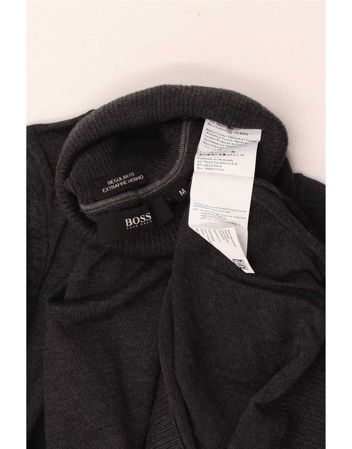 Hugo Boss Hombre Jersey Regular Fit Con Cuello Vuelto De Lana Virgen Gris Medio