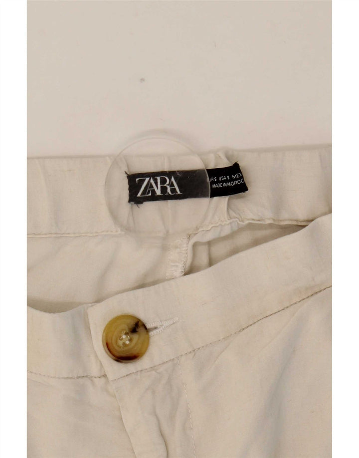 Zara Mujer Joggers Pantalones Cargo Pequeño W26 L27 Blanco