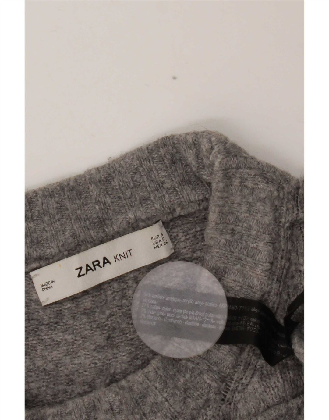Zara Mujer Jersey De Cuello Alto De Gran Tamaño Suéter UK 10 Small Gris Moteado