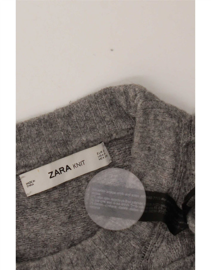 Zara Mujer Jersey De Cuello Alto De Gran Tamaño Suéter UK 10 Small Gris Moteado