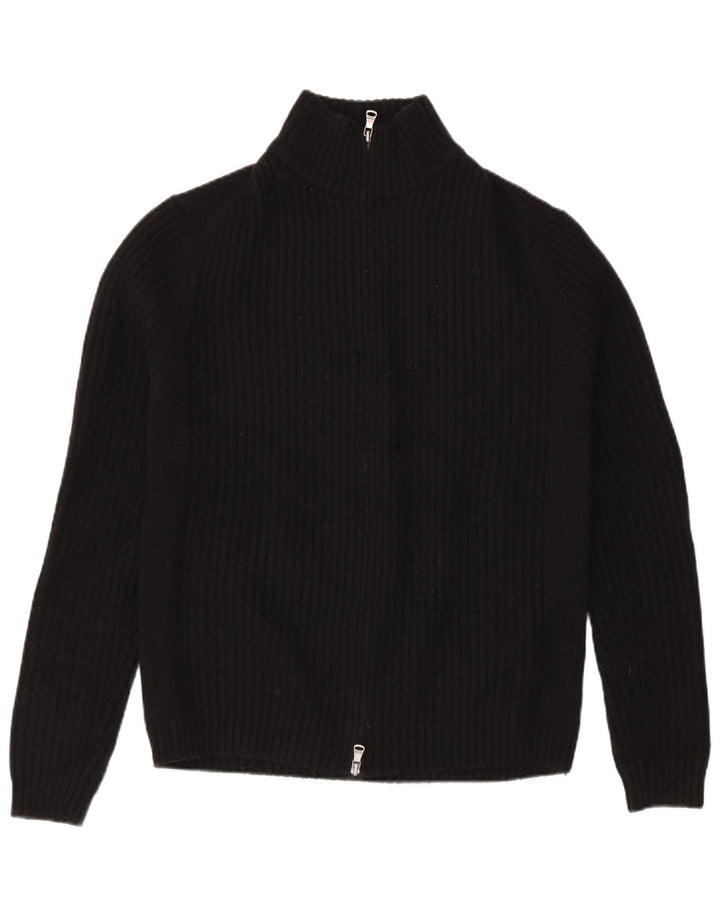 Calvin Klein Suéter tipo cárdigan para hombre grande de lana merino negra