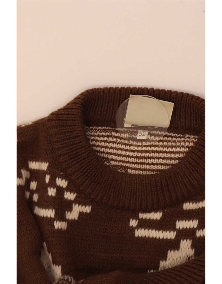 4 Castella Jersey con cuello redondo y gráfico para hombre IT 52 Large Brown Wool