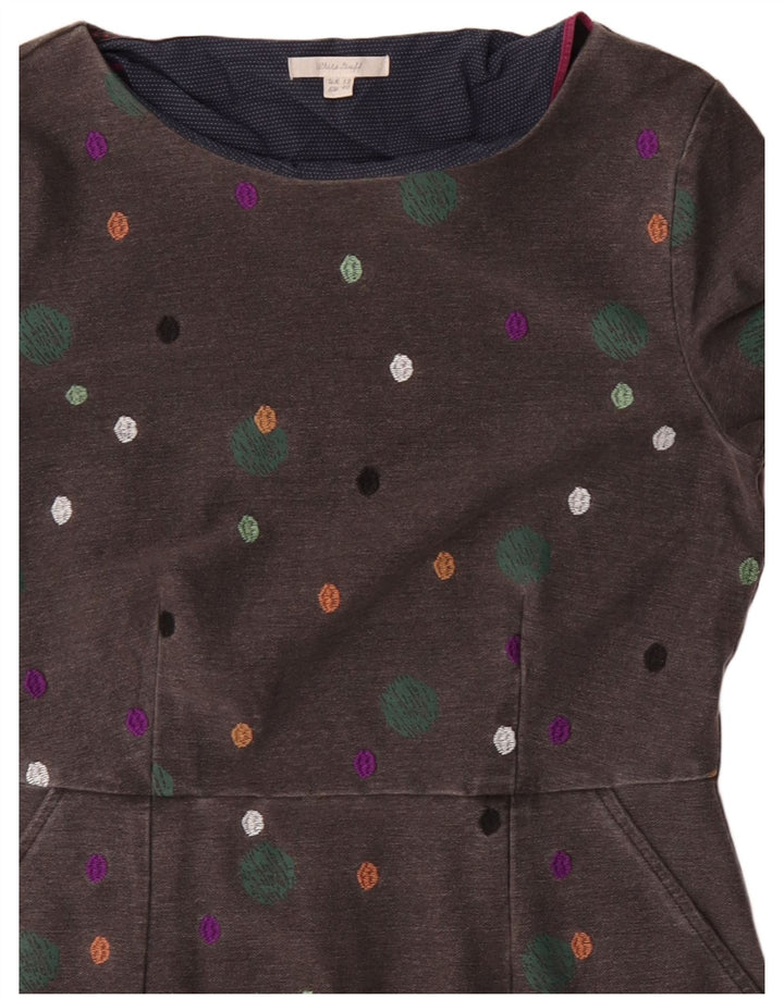 WHITE STUFF Vestido tubo de manga 3/4 para mujer UK 42 Gris medio manchado