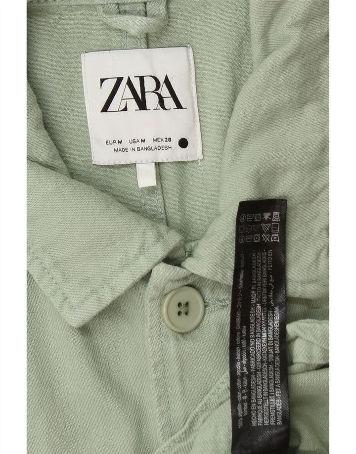 Zara Mens Utility Jacket UK 38 Algodón Verde Medio
