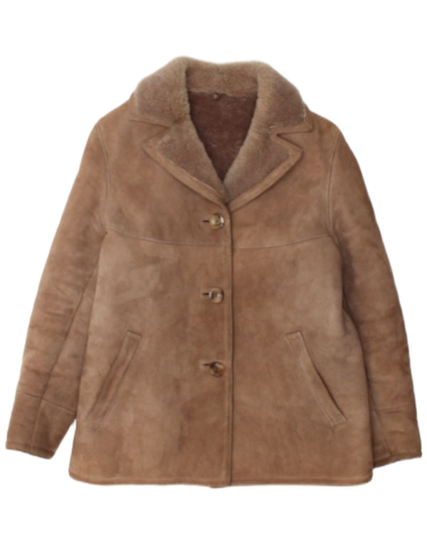 Vintage mujer chaqueta de piel de oveja de gran tamaño IT 36 XS piel de cordero marrón