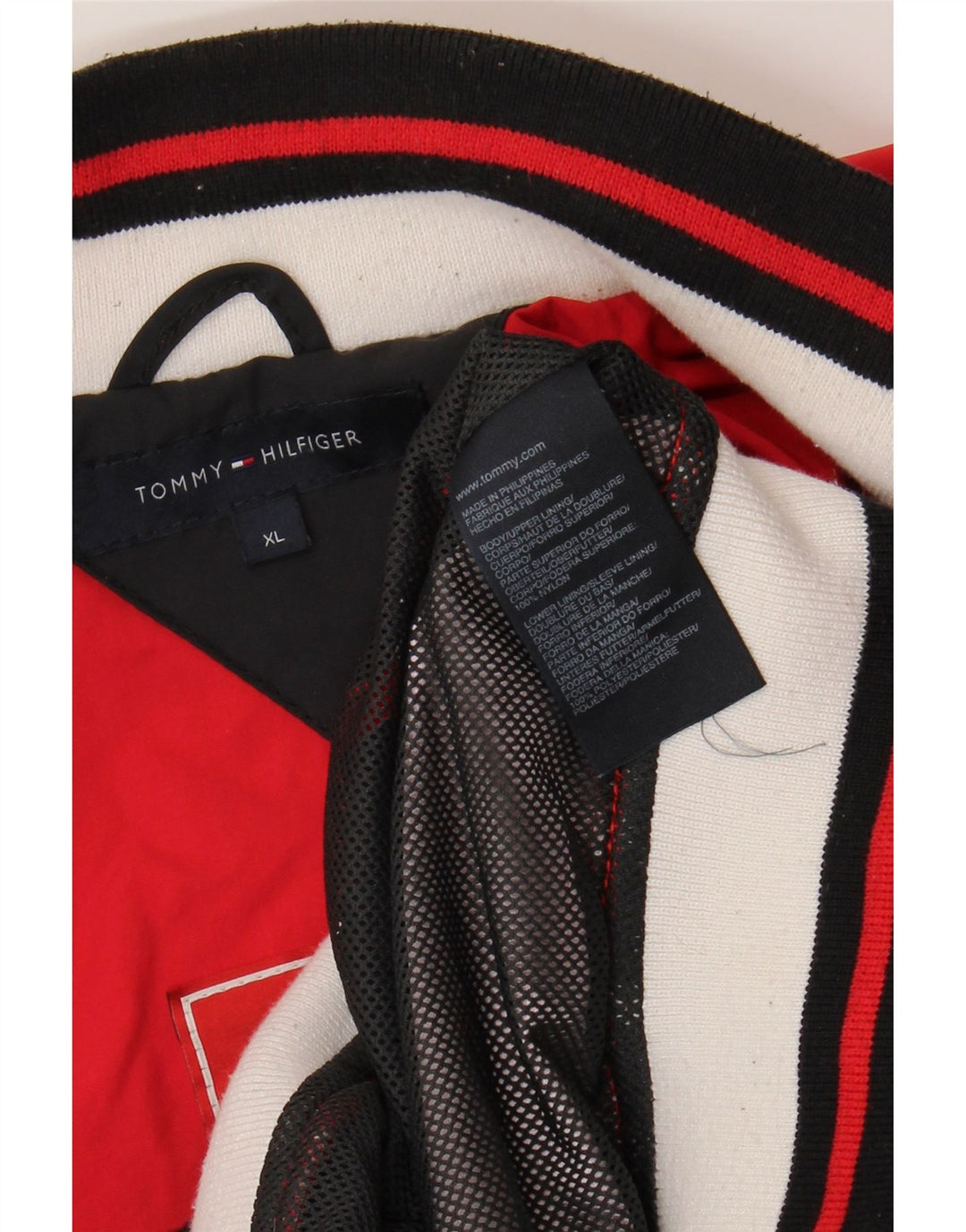 Tommy Hilfiger Chaqueta Bomber para Hombre UK 42 XL Nylon Color Block Rojo