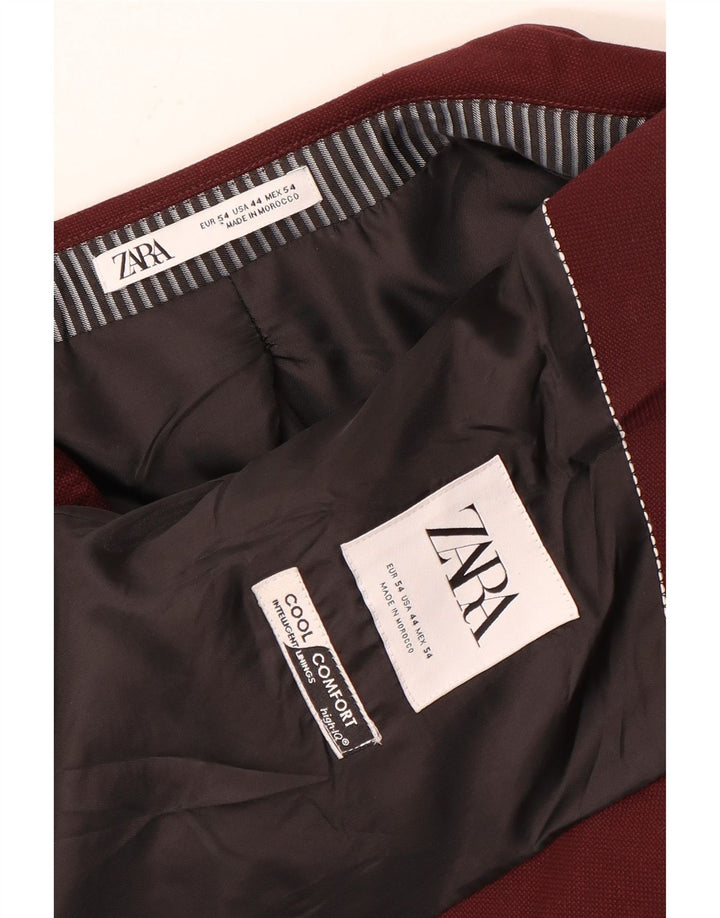 Zara Chaqueta tipo blazer con 1 botón para hombre EU 54 XL Burdeos