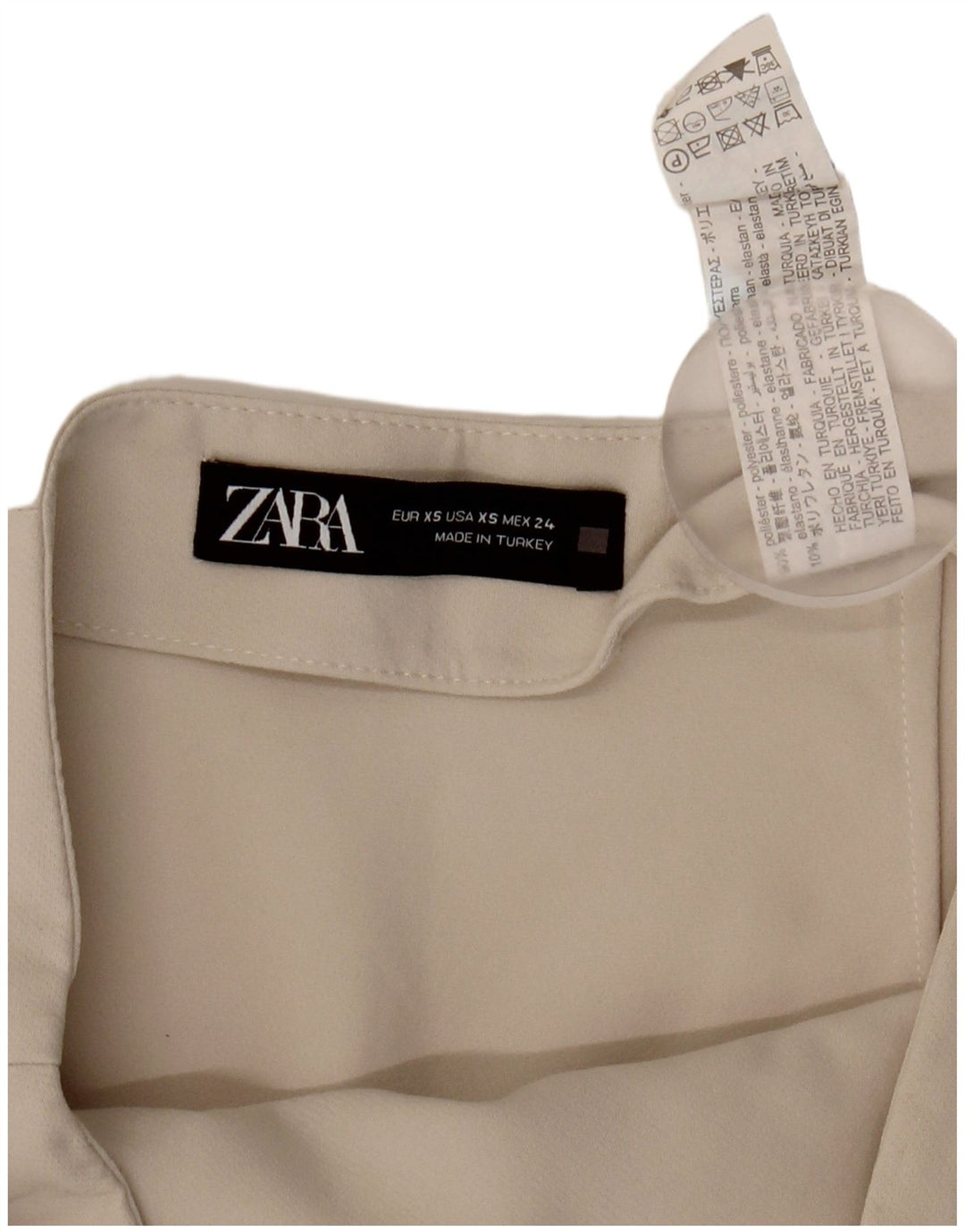 Zara Mujer Falda Pantalón UK 4 XS Beige Poliéster