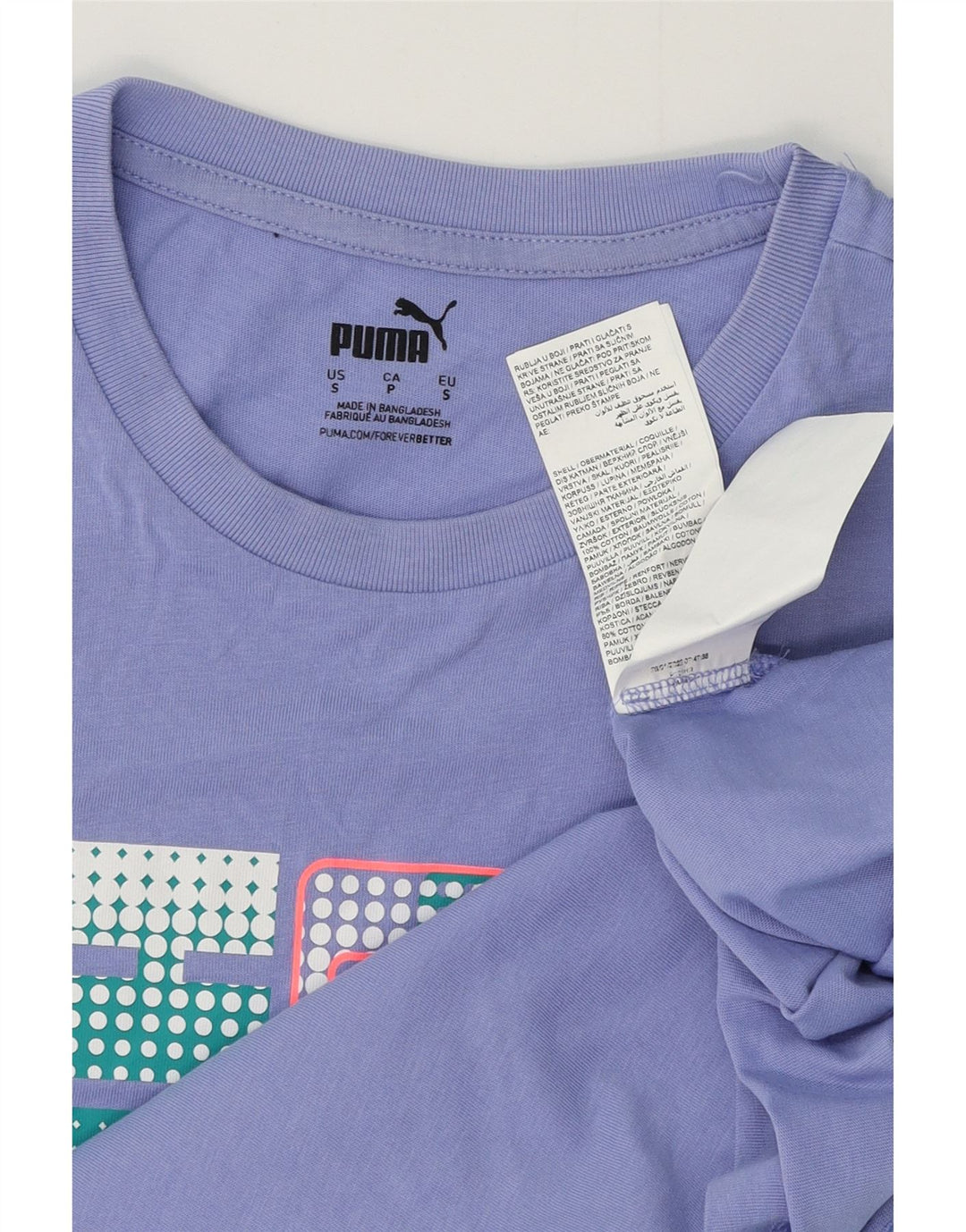 Puma Camiseta gráfica para hombre Top Small Purple Cotton