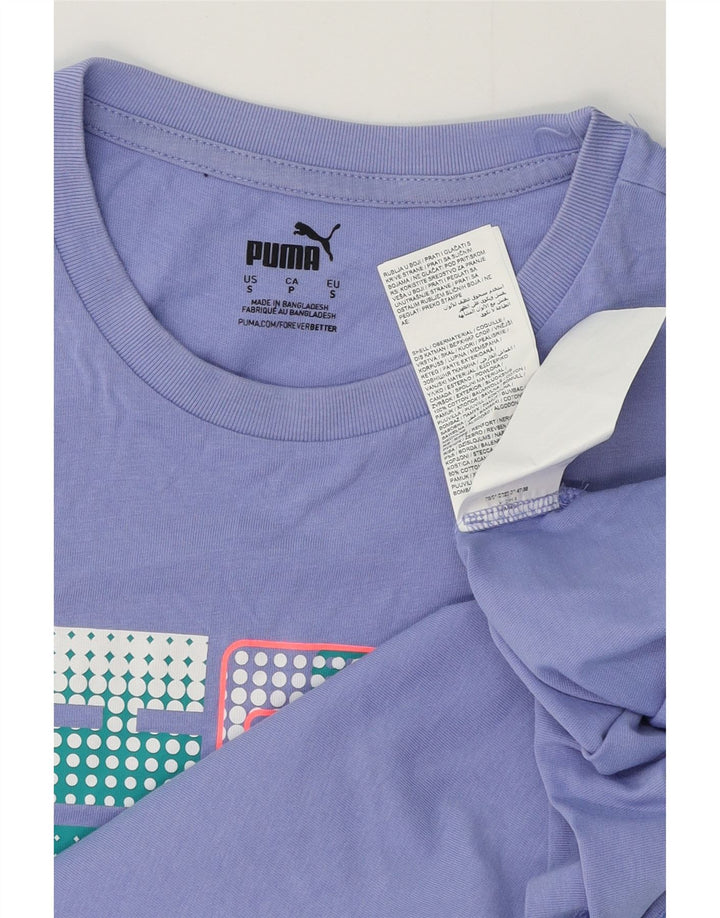 Puma Camiseta gráfica para hombre Top Small Purple Cotton
