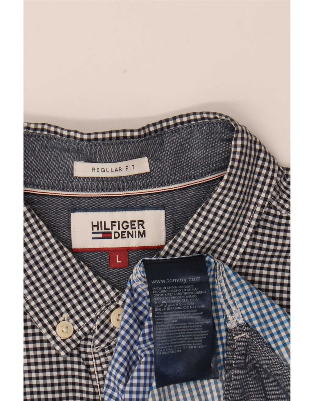 Camisa Tommy Hilfiger de corte regular para hombre de algodón a cuadros azul grande