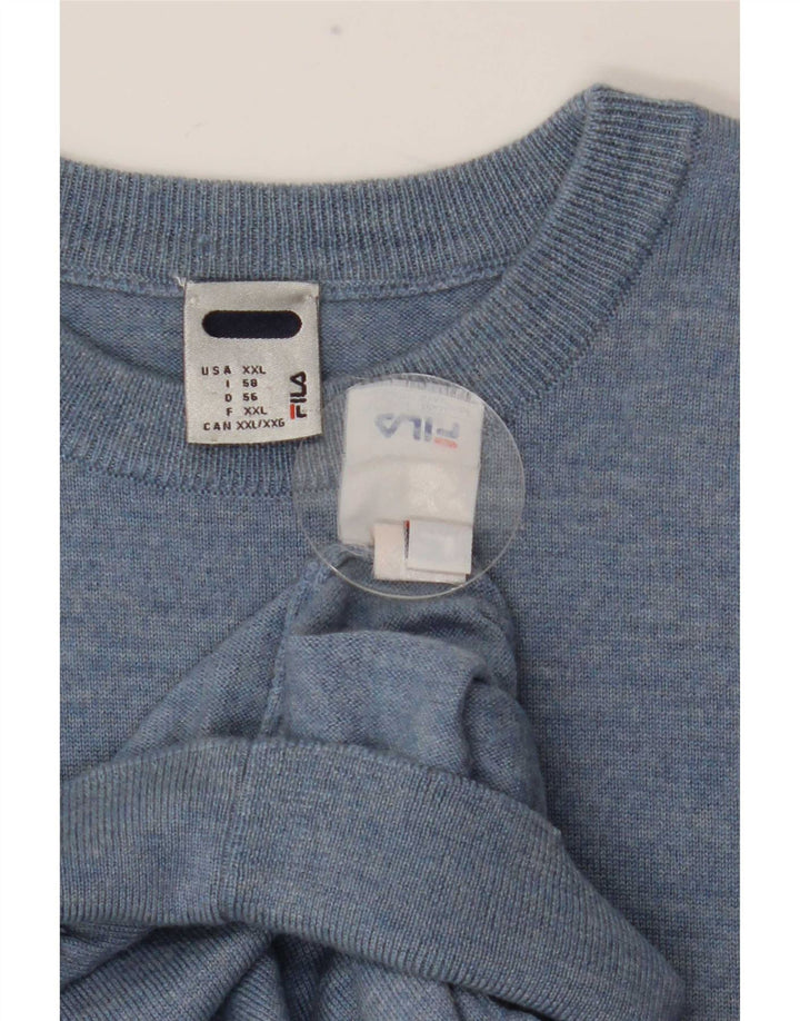 Fila - Jersey de cuello redondo para hombre, talla 2XL, lana azul