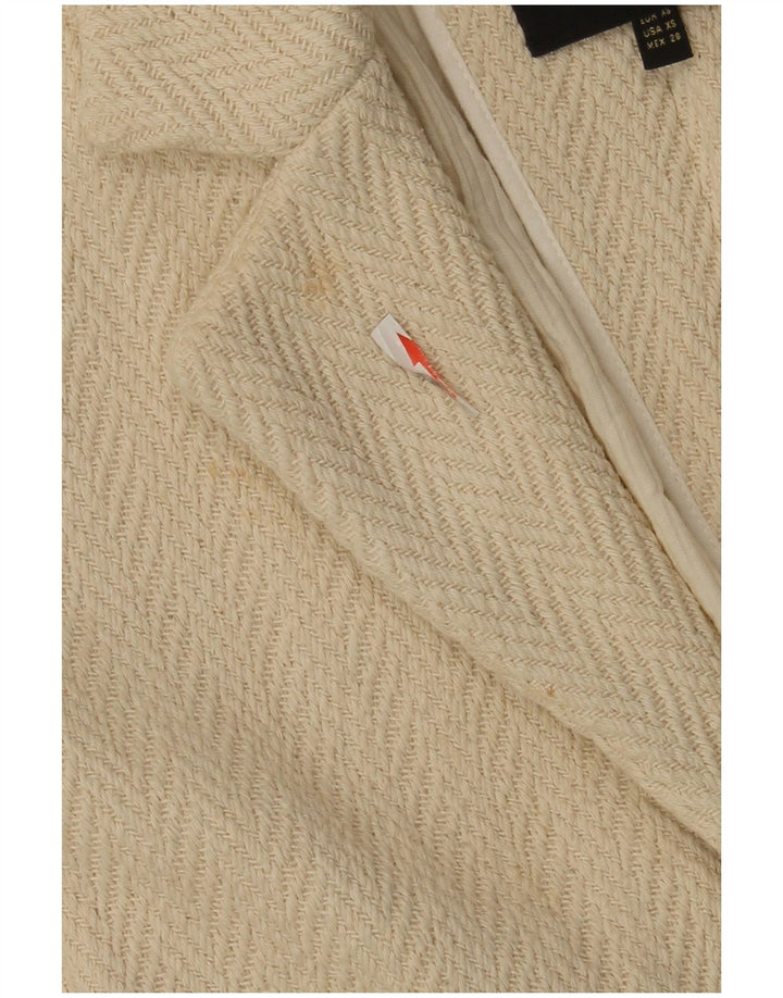 Massimo Dutti Abrigo abierto de manga 3/4 para mujer UK 6 XS Off White Herringbone