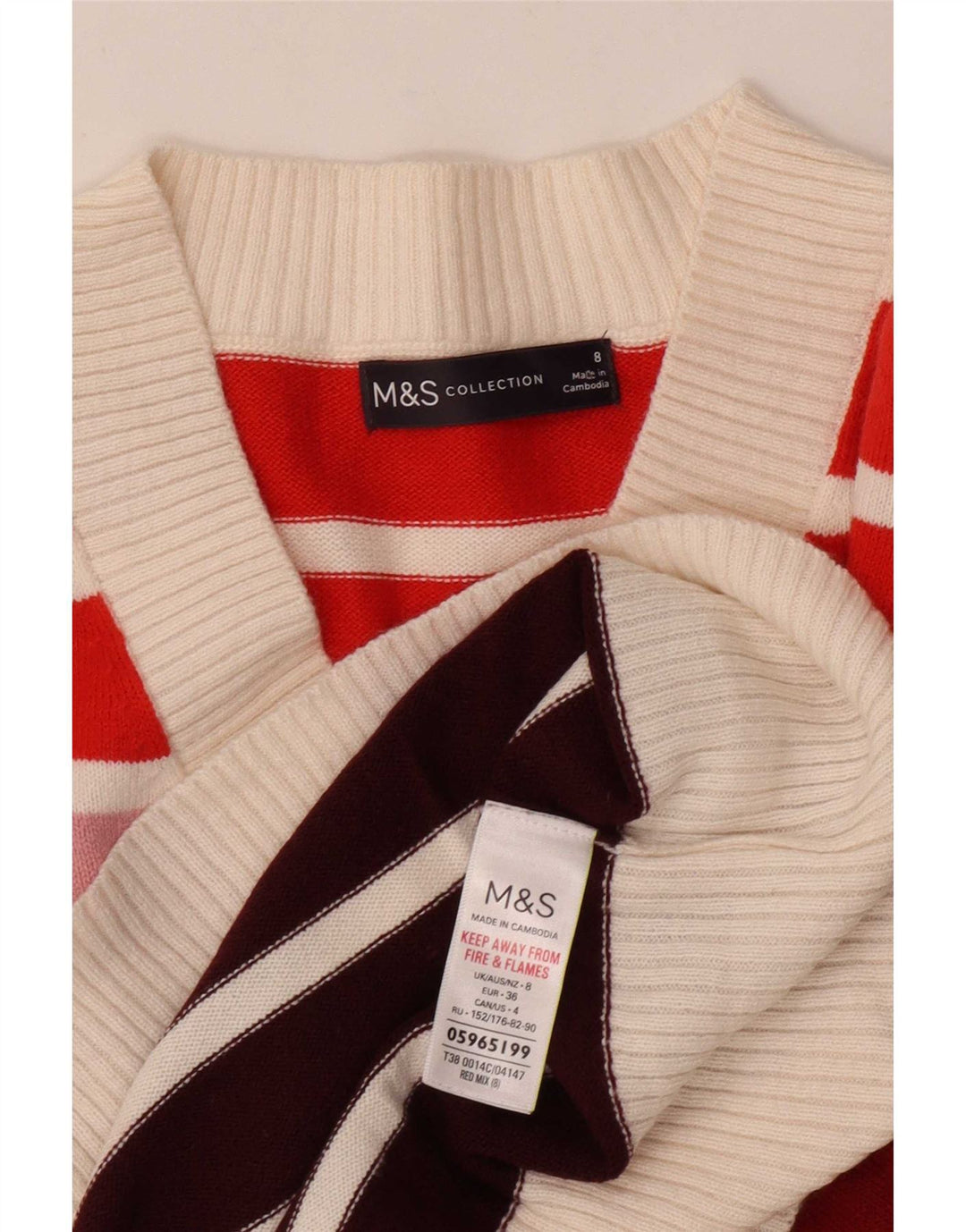Marks & Spencer Suéter con Cuello en V para Mujer UK 8 Small Multicolor