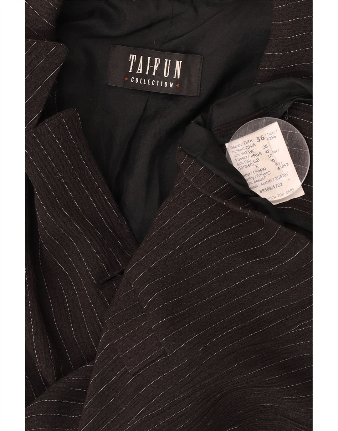 Taifun Chaqueta Blazer de 4 Botones para Mujer UK 10 Small Marrón Rayas Viscosa