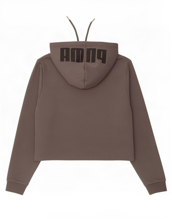 Puma Mujer Crop Graphic Sudadera con capucha Jumper UK 10 Small Gris Algodón