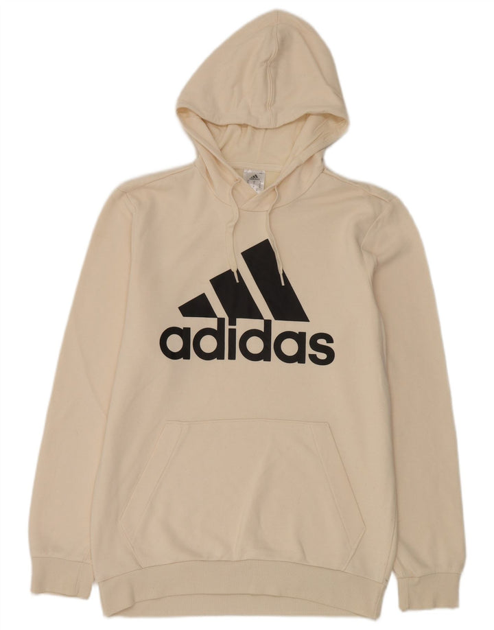Adidas Hombre Sudadera Con Capucha Gráfica Jersey Medio De Algodón Blanco Roto