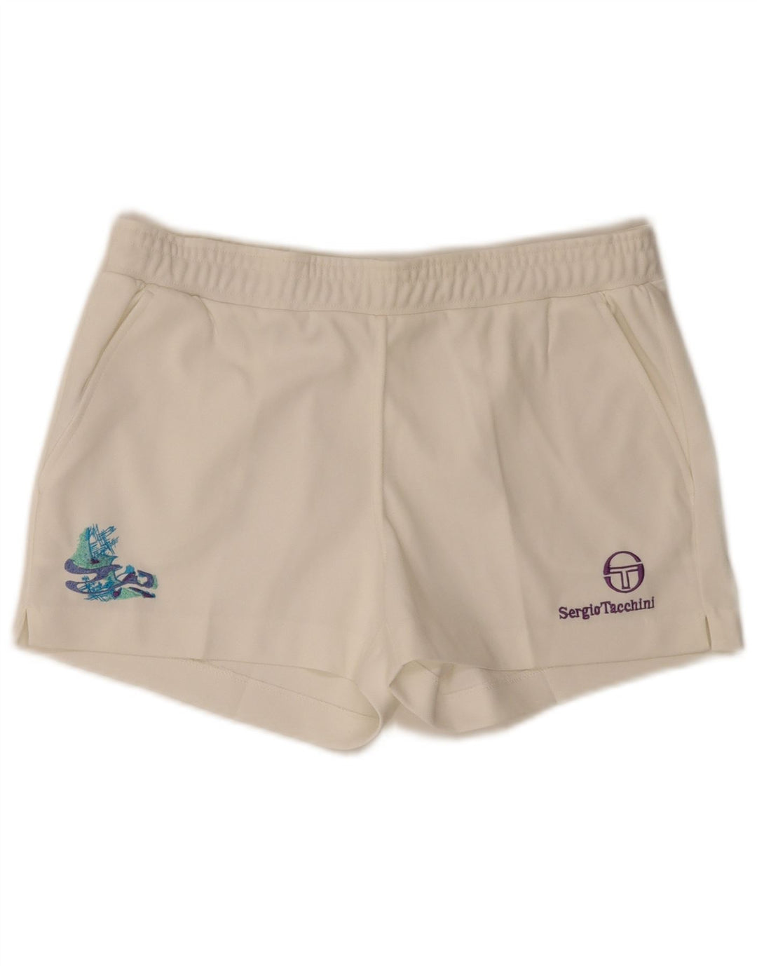 Sergio Tacchini Pantalón Corto Deportivo Mujer IT 50 XL Poliéster Blanco