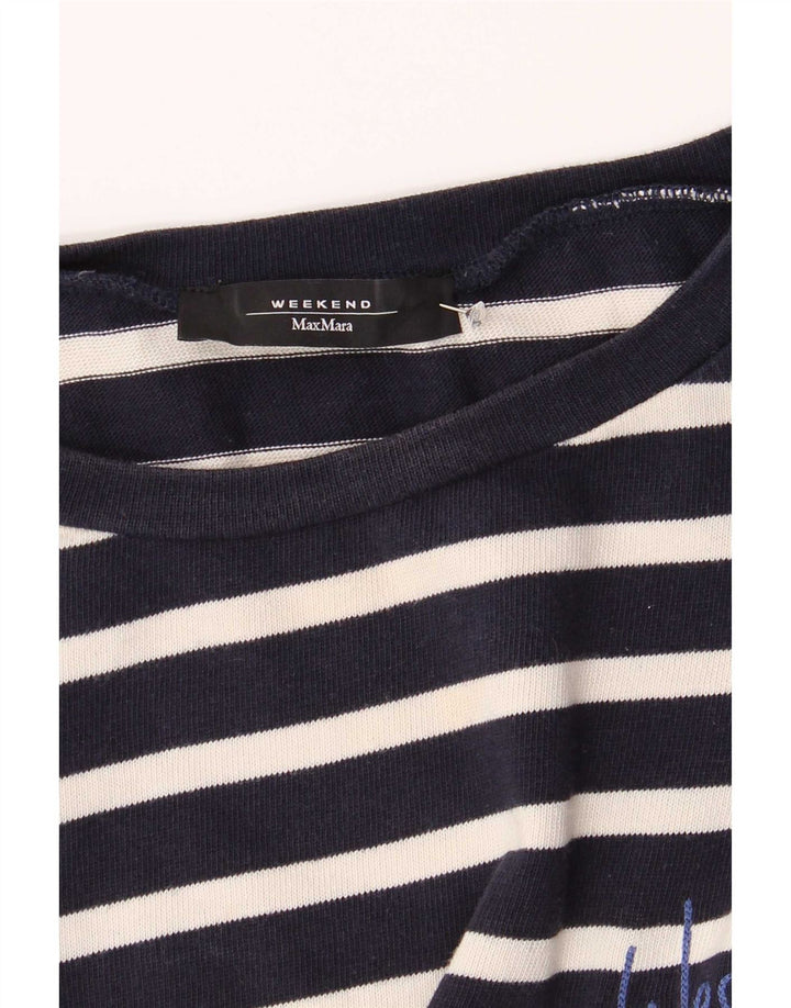 Max Mara Top de fin de semana para mujer, manga 3/4, Reino Unido 44, mediano, azul marino, náutico
