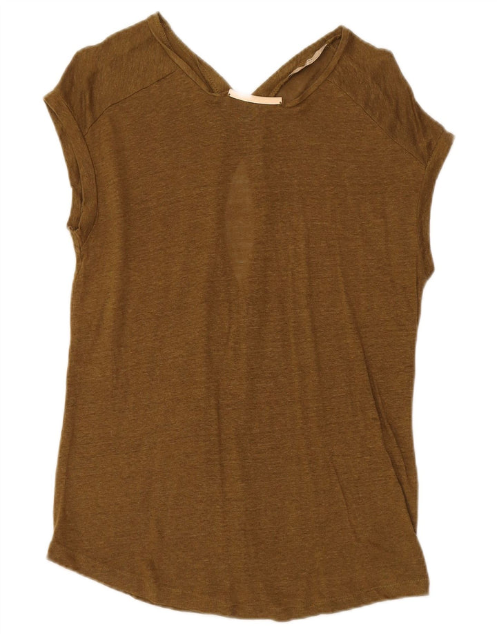 Zara Mujer Blusa Top UK 10 Small Caqui