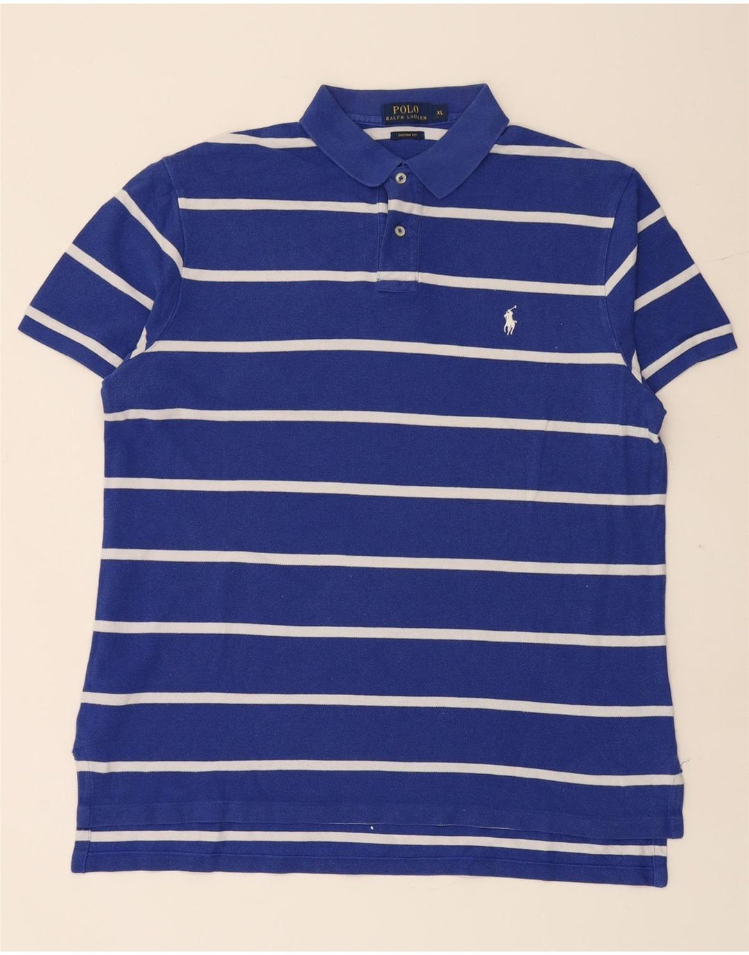 POLO RALPH LAUREN Polo de ajuste personalizado para hombre XL Algodón a rayas azules
