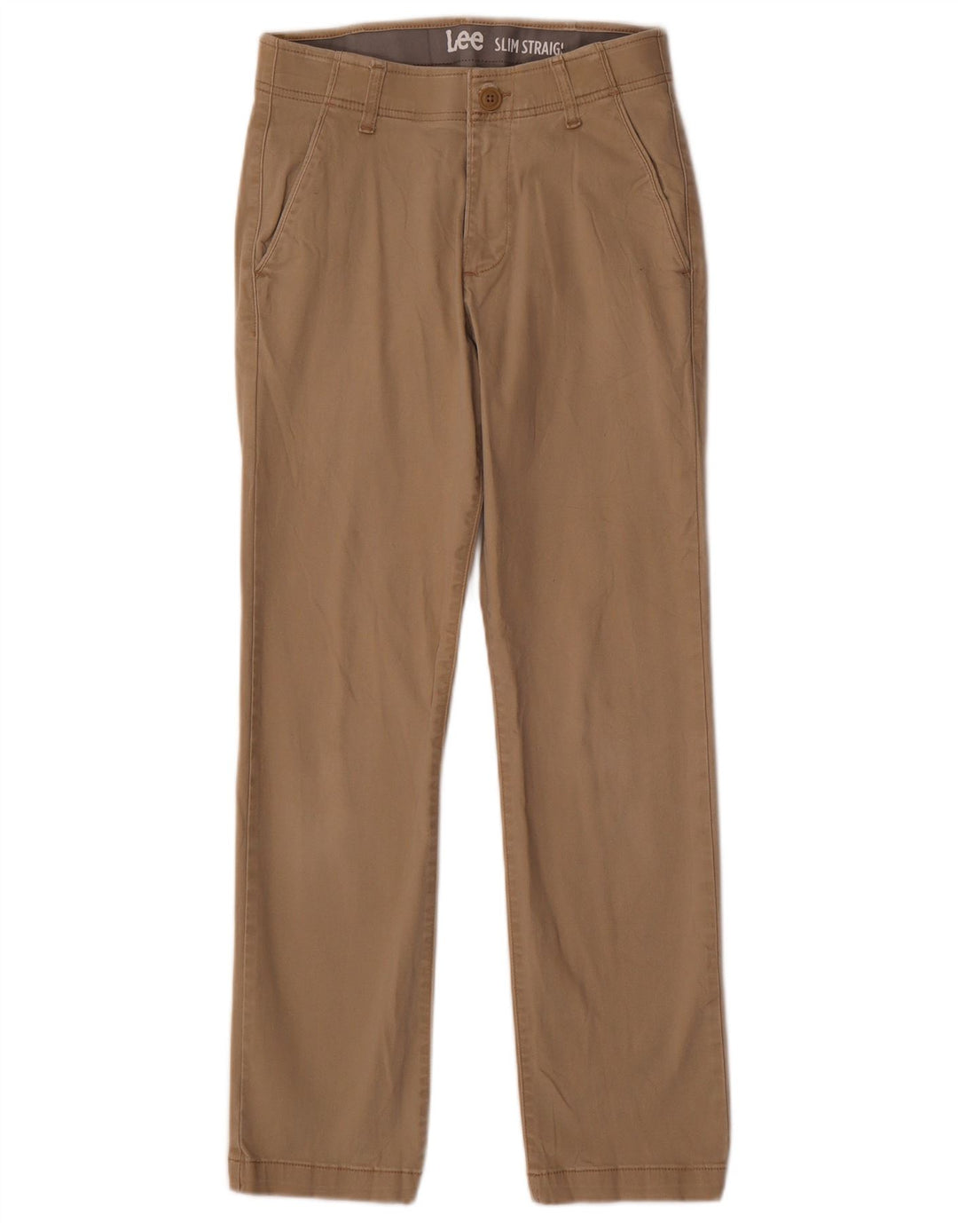 Pantalones chinos rectos y ajustados para mujer LEE W28 L30 Algodón beige