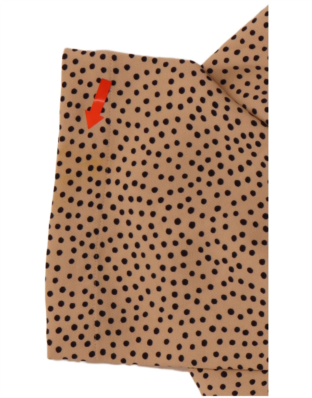 ZARA Mujer Blusa Manga Larga Top UK 10 Small Beige Spotted Poliéster