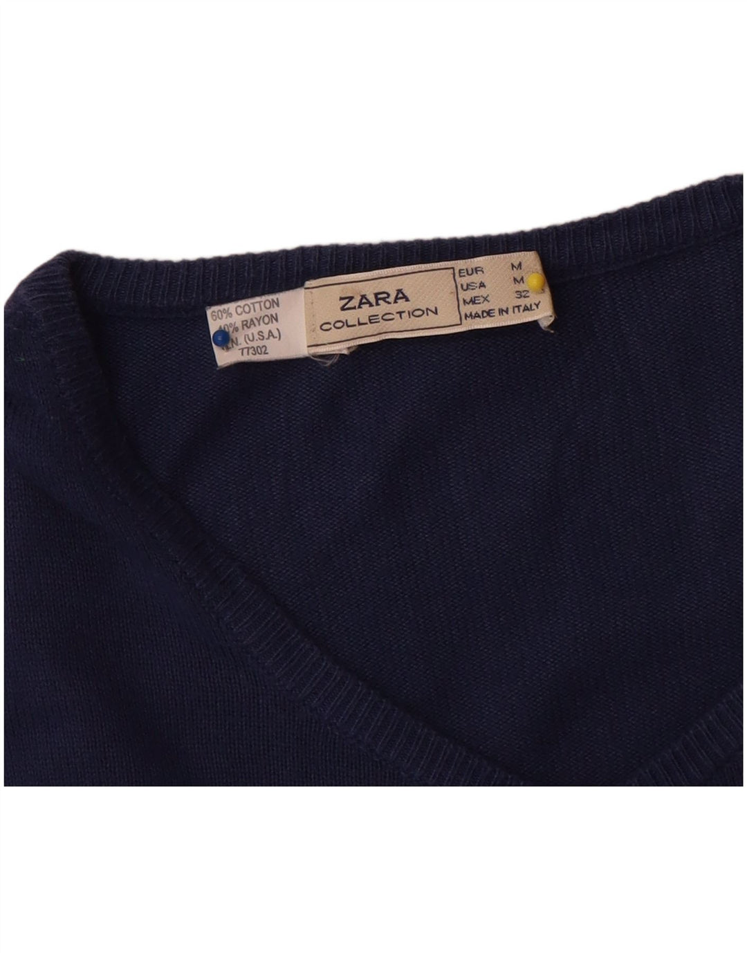Zara Mujer Cárdigan Suéter UK 40 Medio Azul Marino Algodón