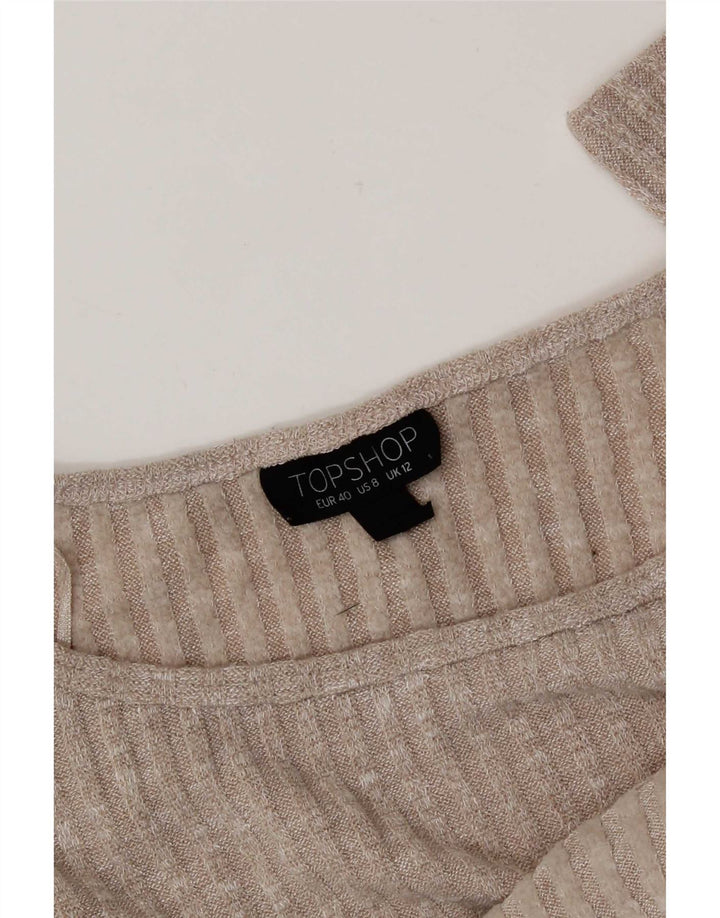 Topshop Top corto extragrande de manga larga para mujer UK 42 Medio beige moteado