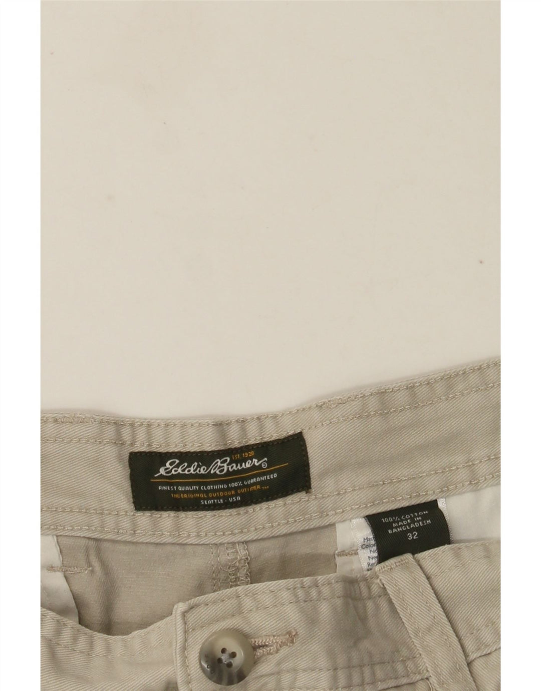 Eddie Bauer Pantalones cortos chinos para hombre W32 Algodón gris medio