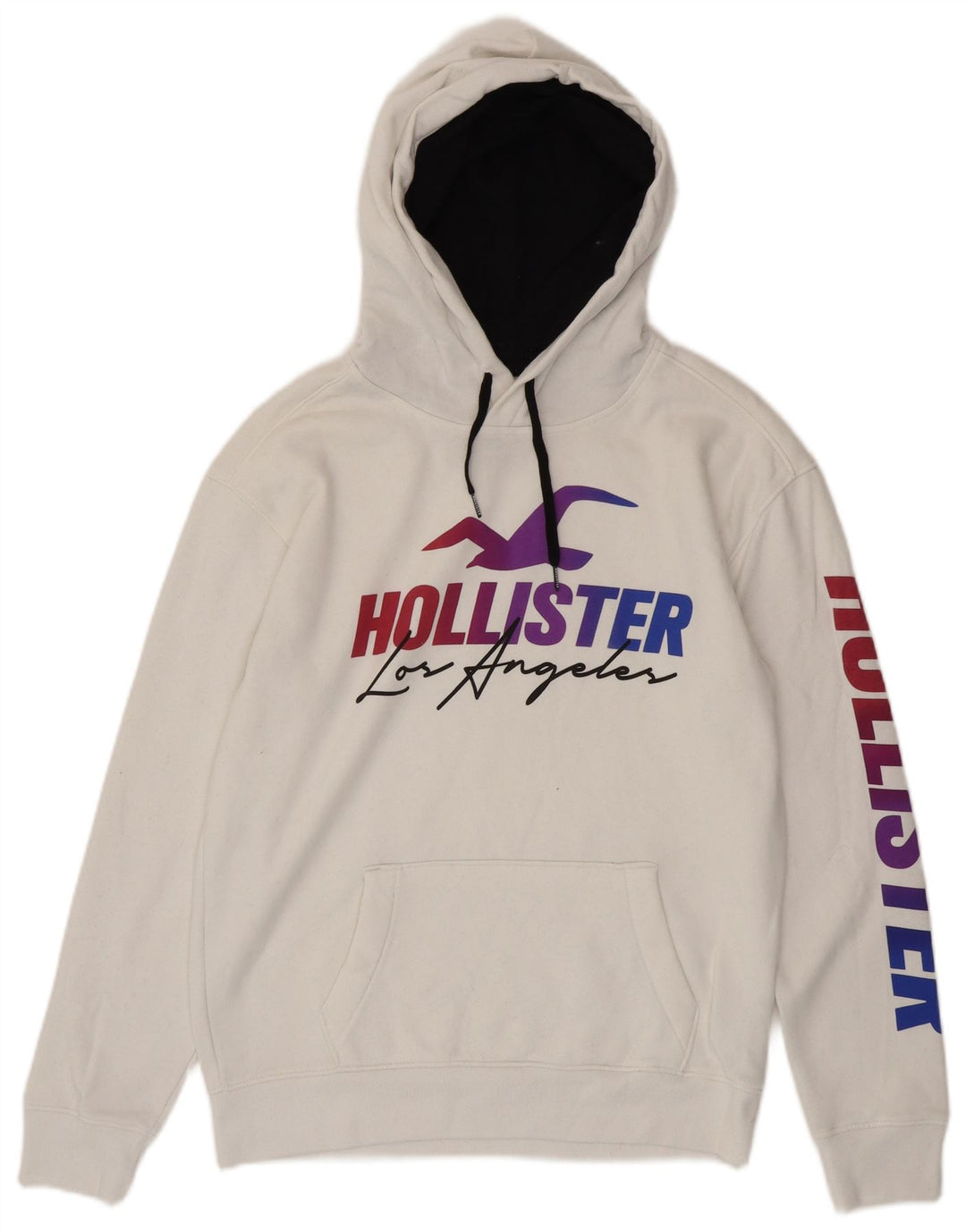 HOLLISTER Jersey con capucha gráfica para hombre pequeño algodón blanco