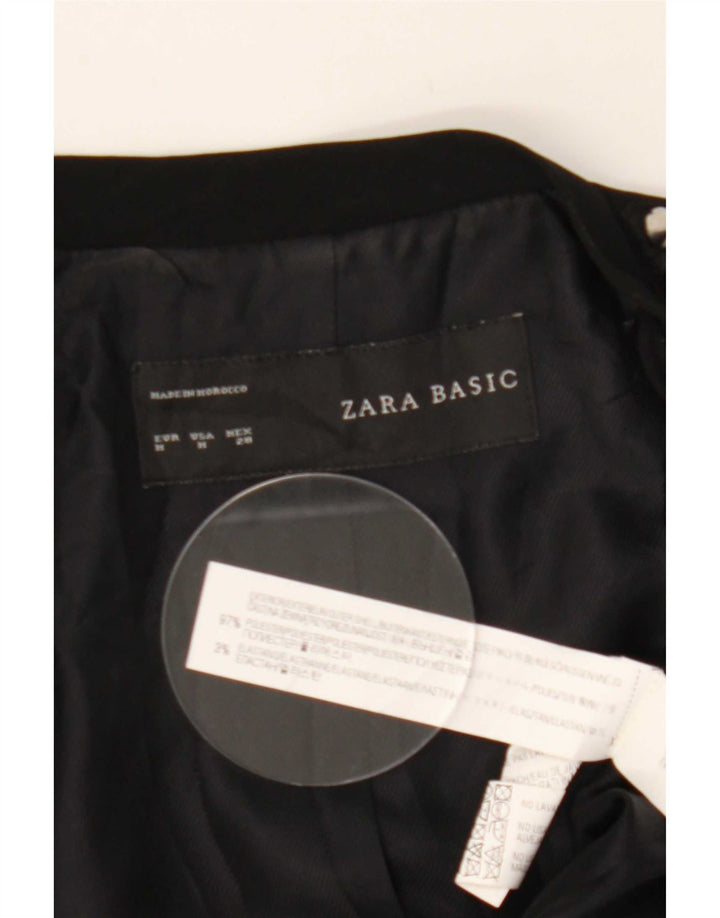 Zara Mujer Chaqueta Americana Abierta UK 40 Mediano Poliéster Negro