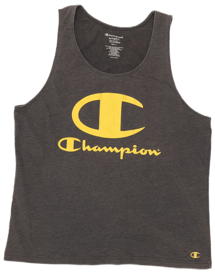 Champion Hombre Grande Gris Algodón