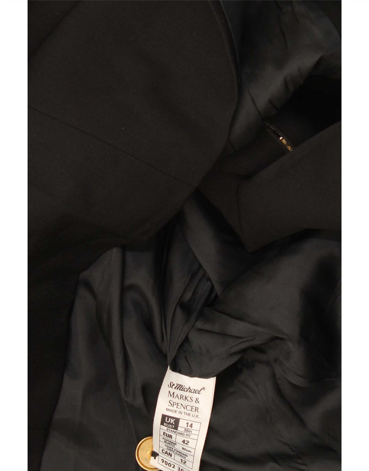 Marks & Spencer Chaqueta tipo blazer con doble botonadura para mujer Talla 14 Lana nueva negra