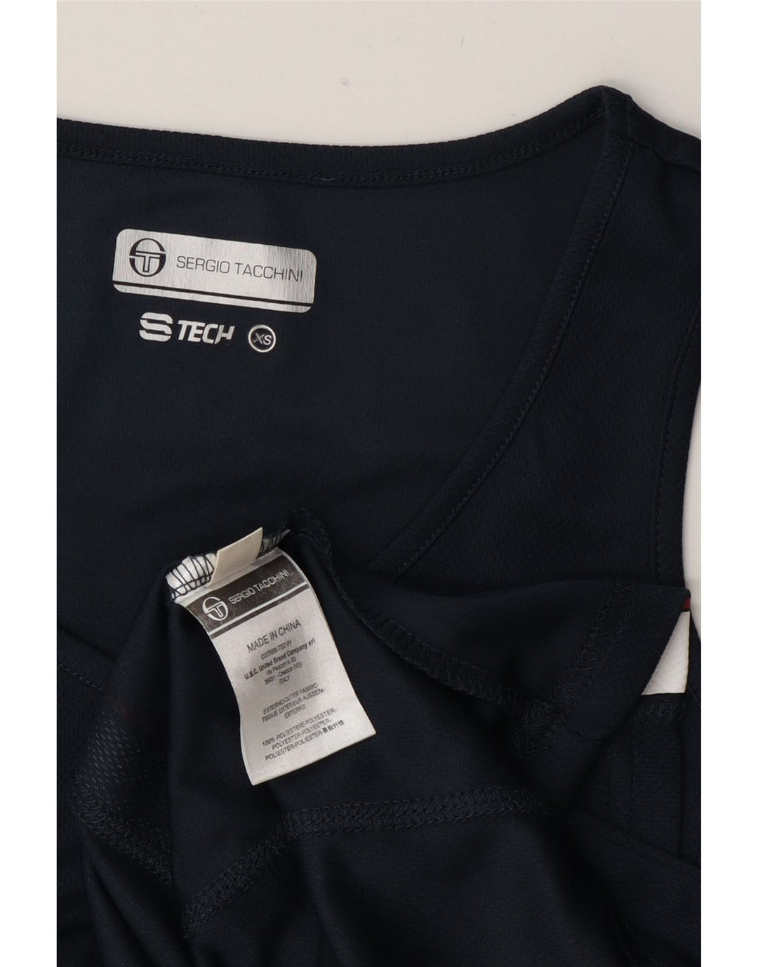 Sergio Tacchini Camiseta sin mangas para mujer UK 6 XS Azul marino Colorblock Poliéster
