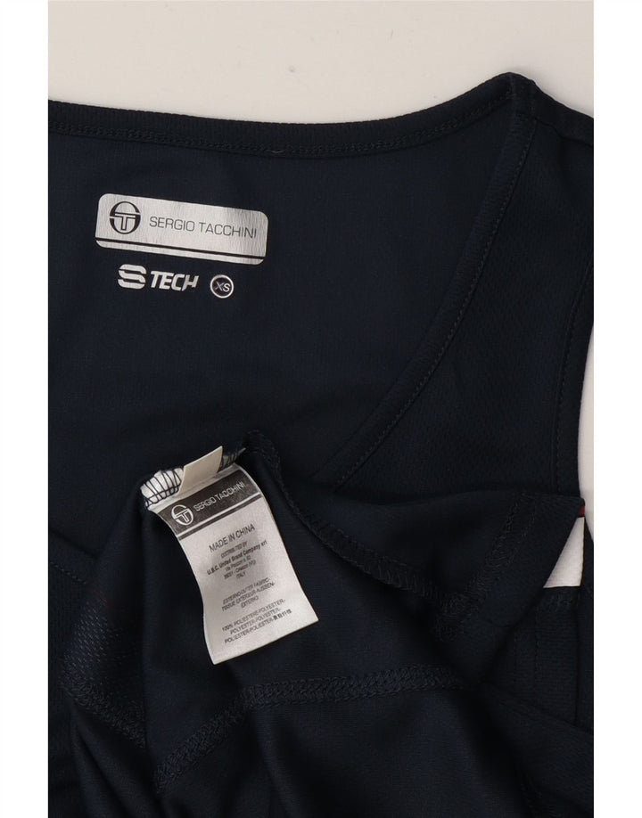 Sergio Tacchini Camiseta sin mangas para mujer UK 6 XS Azul marino Colorblock Poliéster