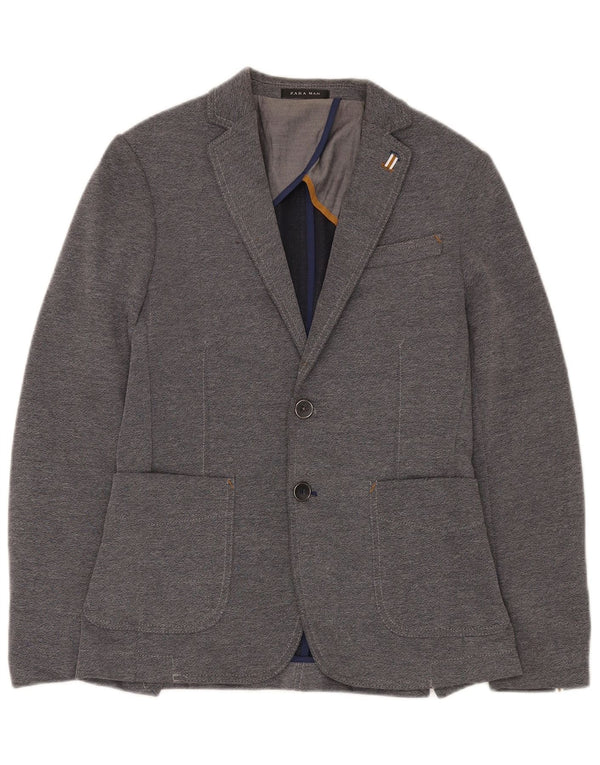 Zara Chaqueta tipo blazer de 2 botones para hombre EU 46 Small Gris Poliéster
