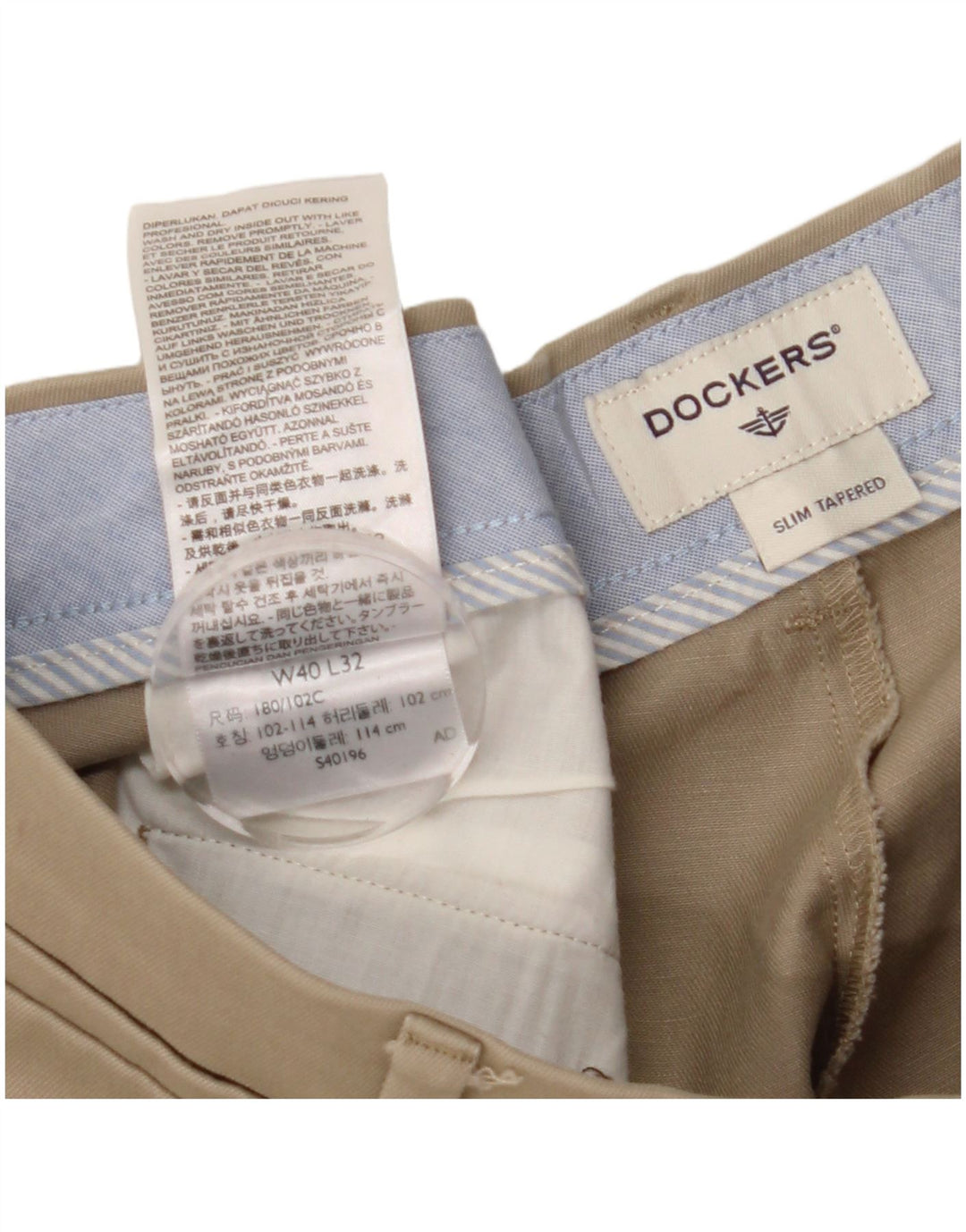 DOCKERS Pantalón chino ajustado y cónico para hombre W40 L29 Algodón beige