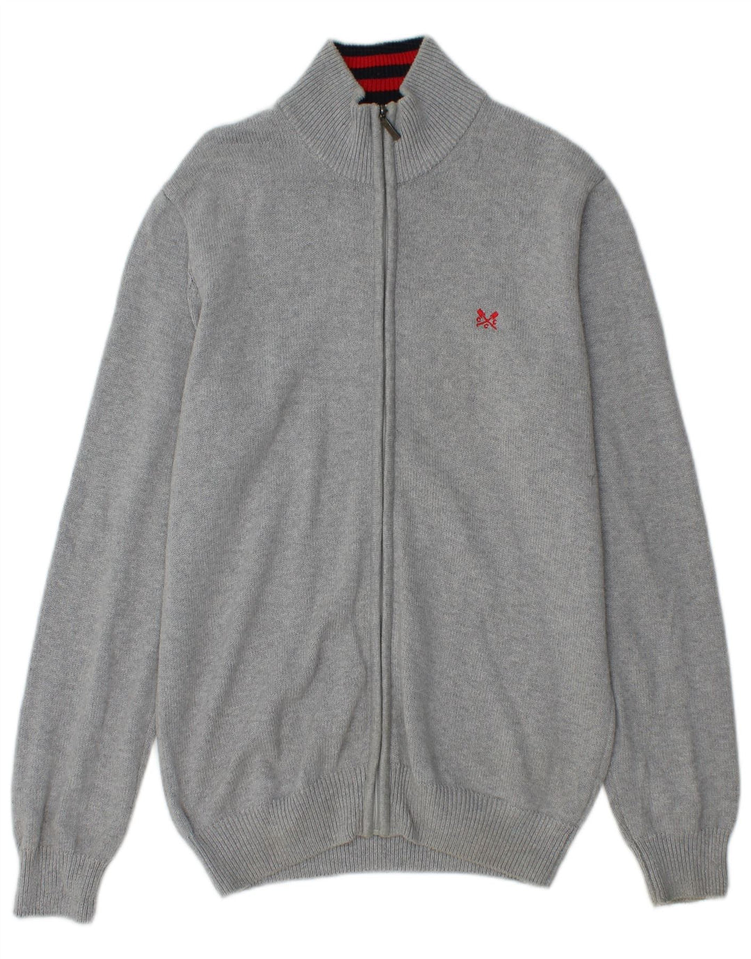 CREW CLOTHING Suéter tipo cárdigan para hombre Algodón gris medio