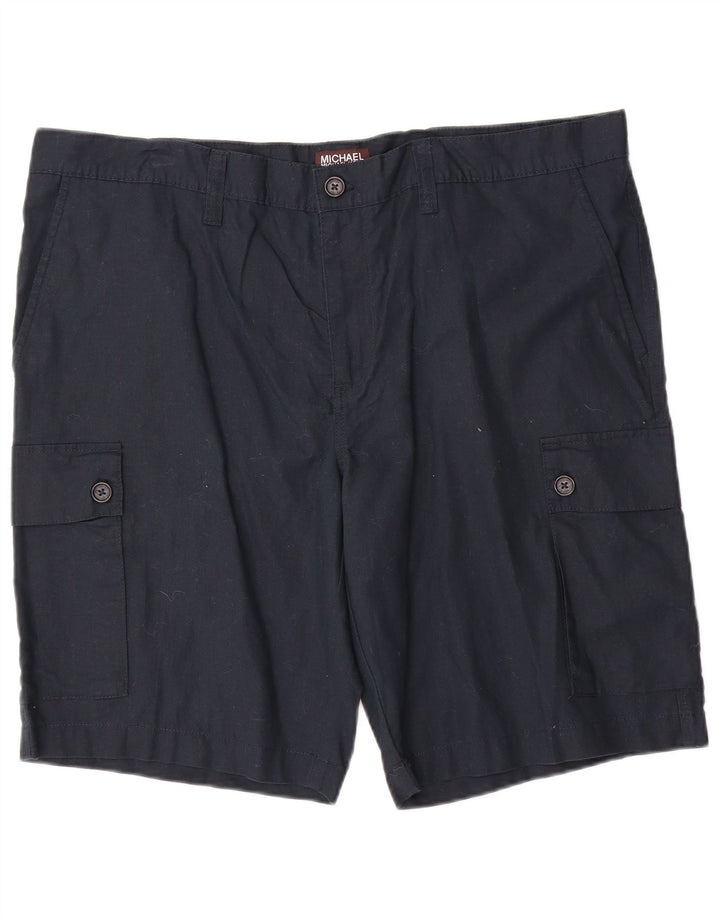 Michael Kors Pantalones cortos cargo para hombre W40 XL Lino azul marino