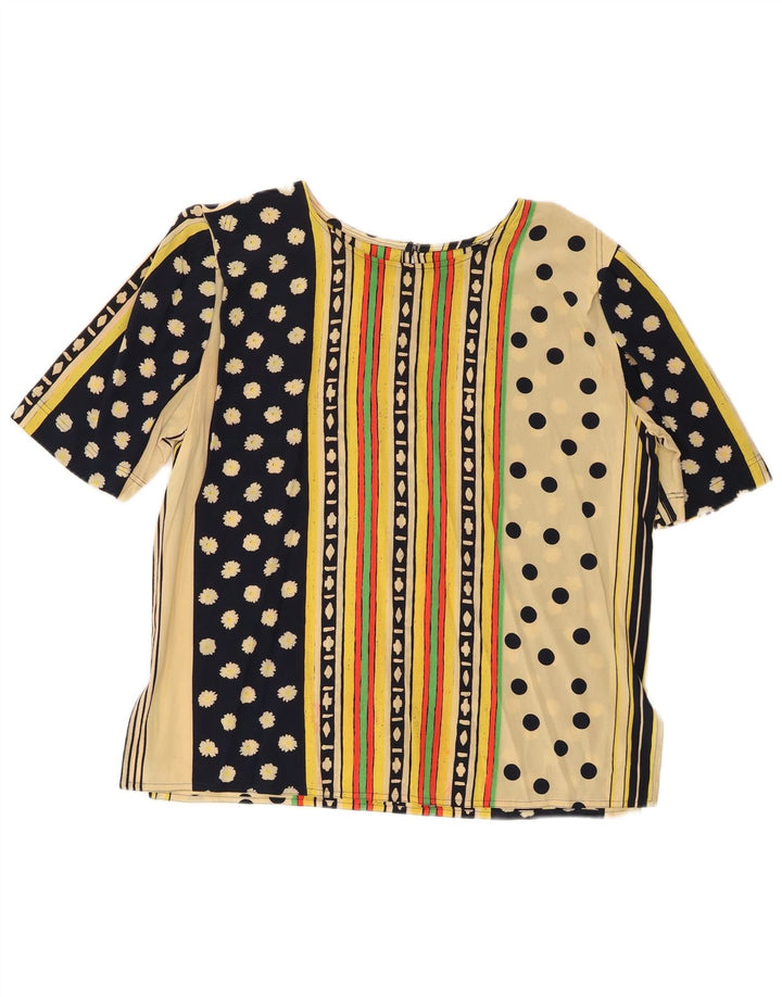 Vintage mujer blusa Top Reino Unido 16 grande multicolor geométrico
