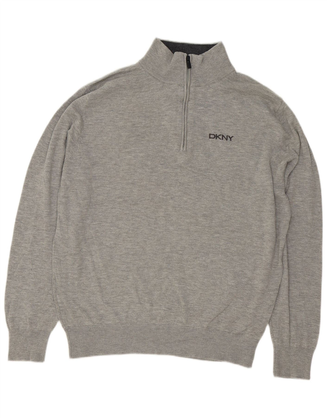 Dkny Jersey con cuello y cremallera para hombre de algodón moteado gris grande
