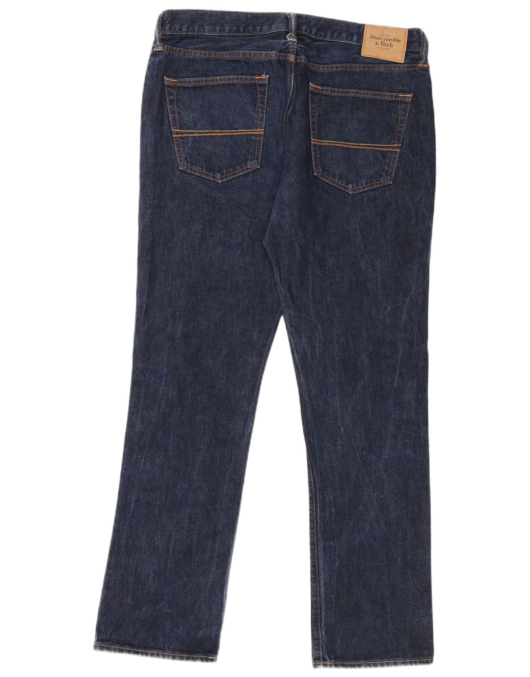ABERCROMBIE & FITCH Vaqueros rectos para hombre W36 L32 Algodón azul marino