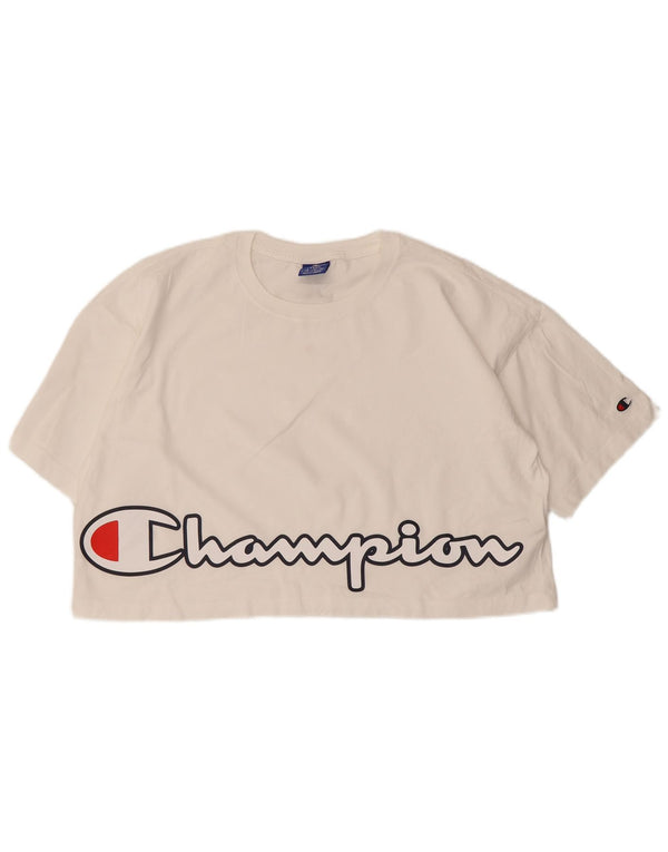 Champion Camiseta Corta con Gráfico para Mujer UK 46 Grande Algodón Blanco