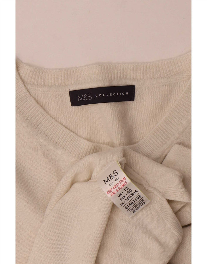 Marks & Spencer - Jersey de cuello redondo para mujer, talla 40, acrílico blanco mediano