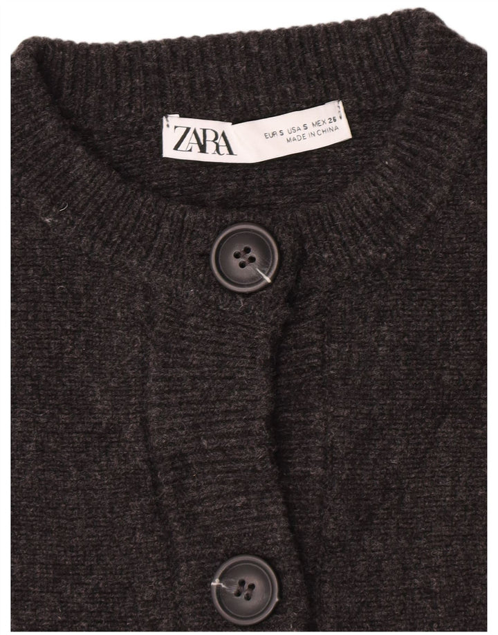 Zara Mujer Cárdigan Suéter UK 10 Pequeño Gris Moteado