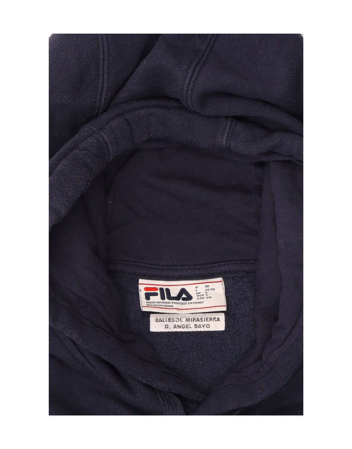 FILA Mens Hoodie Jumper Small Navy Blue Cotton Vintage Fila and Second-Hand Fila from Messina Hembry 