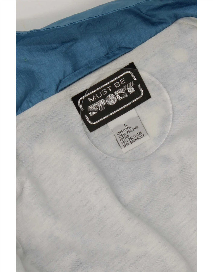 Vintage hombres completo chándal grande azul geométrico nylon