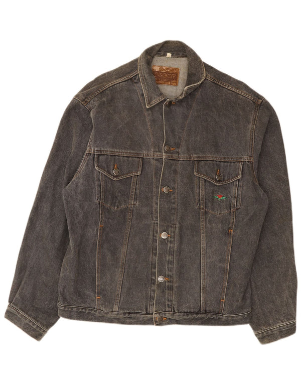 Vintage hombres chaqueta de mezclilla Reino Unido 40 algodón gris grande