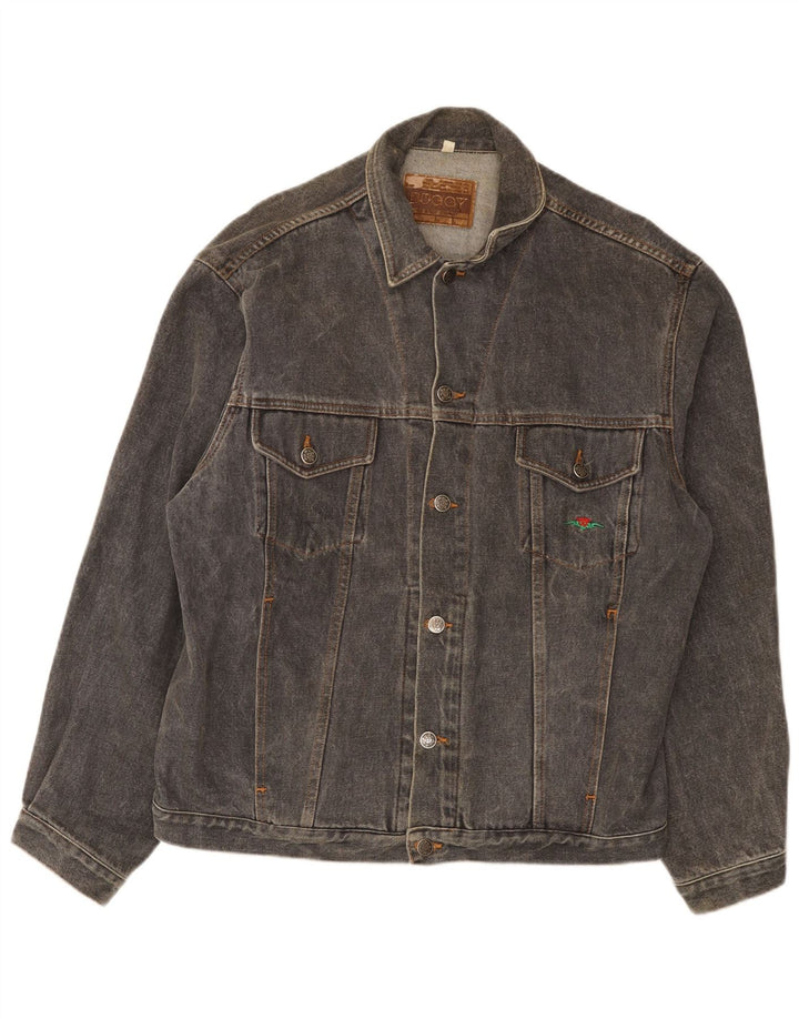 Vintage hombres chaqueta de mezclilla Reino Unido 40 algodón gris grande